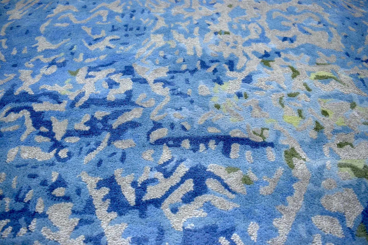 Blue Modern Style Hand Tufted Wool And Viscose 5x8 Area Rug