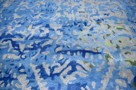 Blue Modern Style Hand Tufted Wool And Viscose 5x8 Area Rug