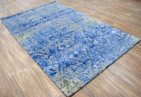 Blue Modern Style Hand Tufted Wool And Viscose 5x8 Area Rug