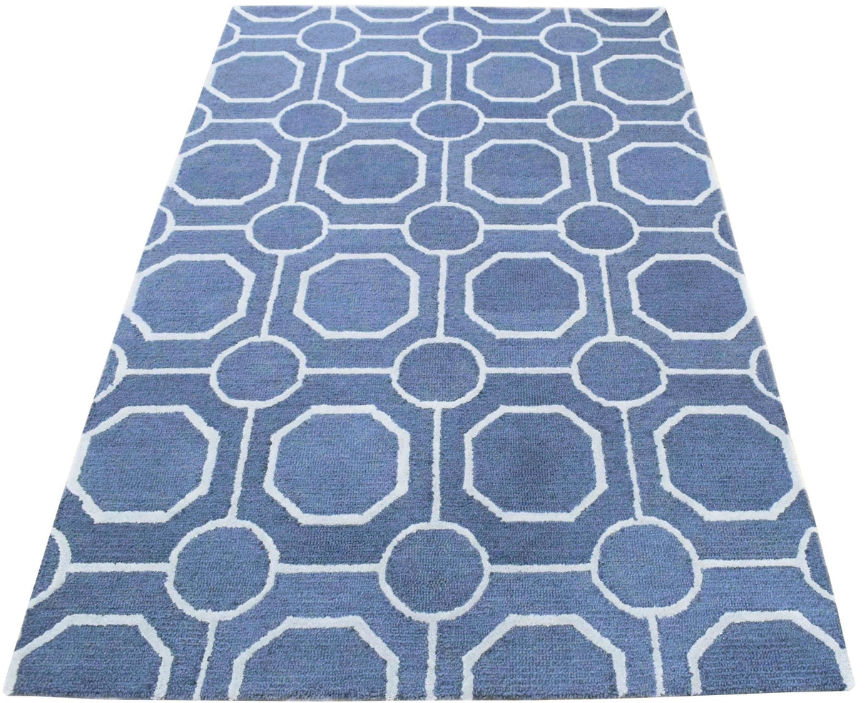 Blue Modern Style Hand Tufted Wool Area rug