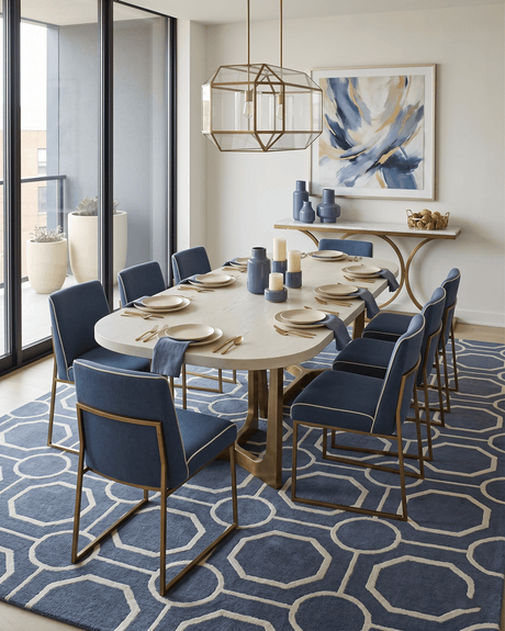 Blue Modern Style Hand Tufted Wool Area rug