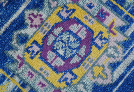 Blue Transitional Design 2x3 Hand knotted Wool Area Rug