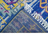 Blue Transitional Design 2x3 Hand knotted Wool Area Rug