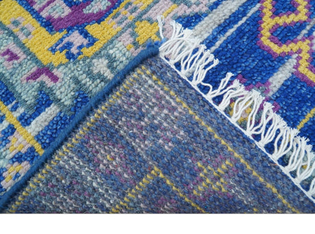 Blue Transitional Design 2x3 Hand knotted Wool Area Rug