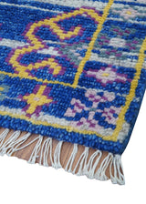 Blue Transitional Design 2x3 Hand knotted Wool Area Rug