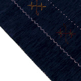 Blue Tribal Border Design Hand Loomed Wool Area Rug