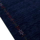 Blue Tribal Border Design Hand Loomed Wool Area Rug