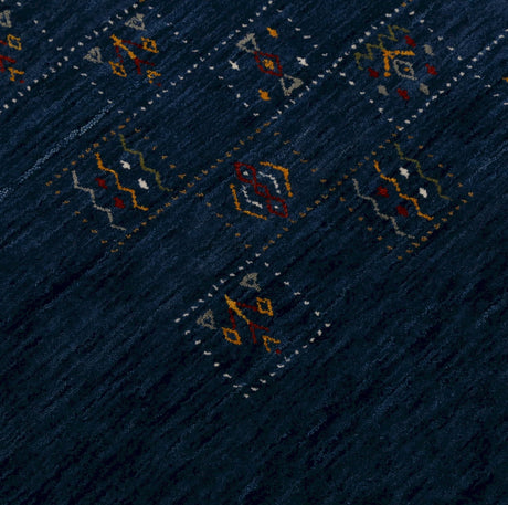 Blue Tribal Design Hand Loomed Wool Area Rug