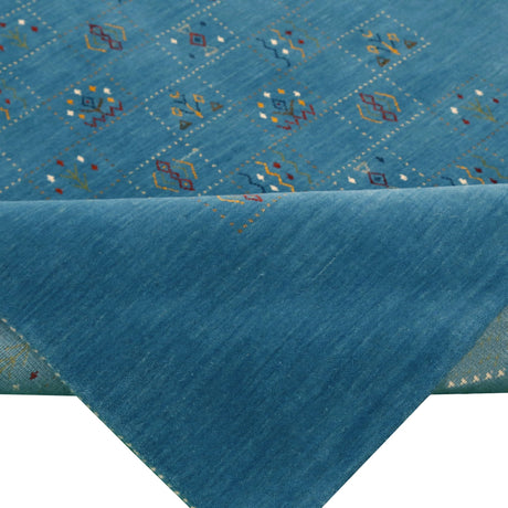 Blue Tribal Design Hand Loomed Wool Area Rug