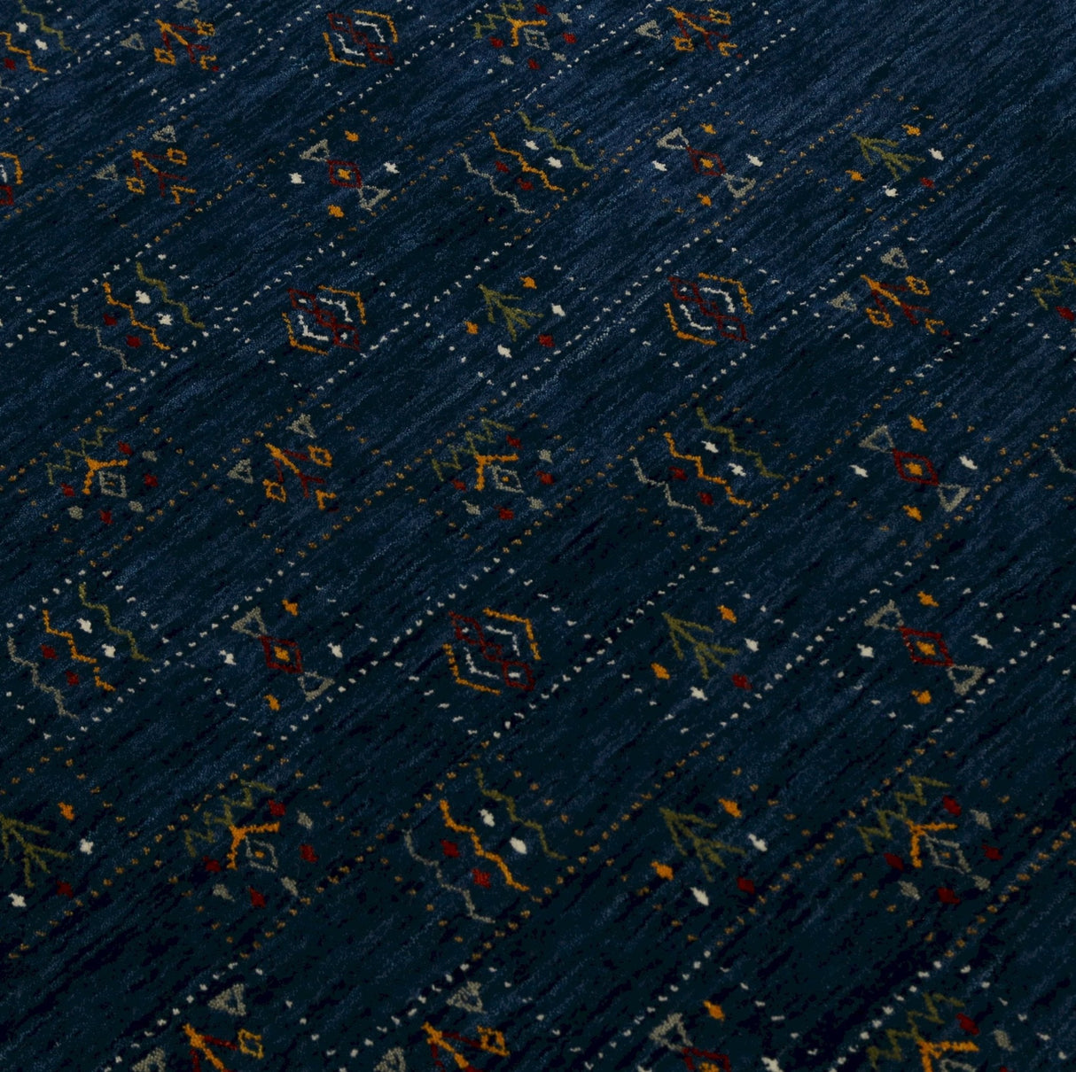 Blue Tribal Design Hand Loomed Wool Area Rug