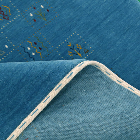 Blue Tribal Design Hand Loomed Wool Area Rug