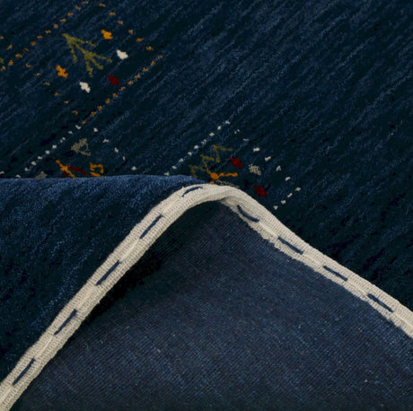 Blue Tribal Design Hand Loomed Wool Area Rug