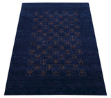 Blue Tribal Design Hand Loomed Wool Area Rug