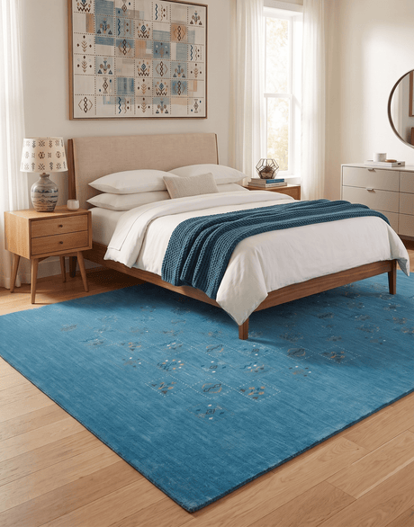 Blue Tribal Design Hand Loomed Wool Area Rug