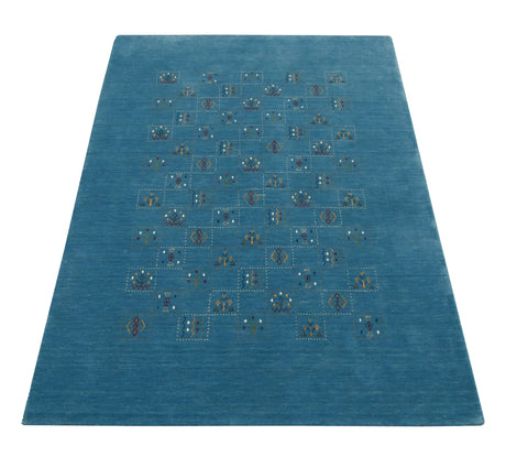Blue Tribal Design Hand Loomed Wool Area Rug