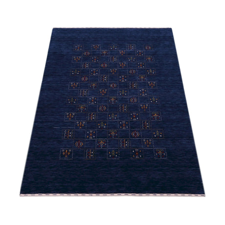 Blue Tribal Design Hand Loomed Wool Area Rug