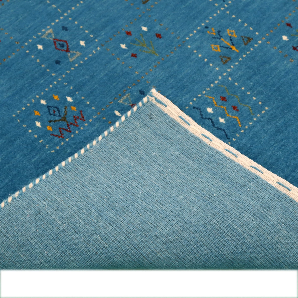 Blue Tribal Design Hand Loomed Wool Area Rug