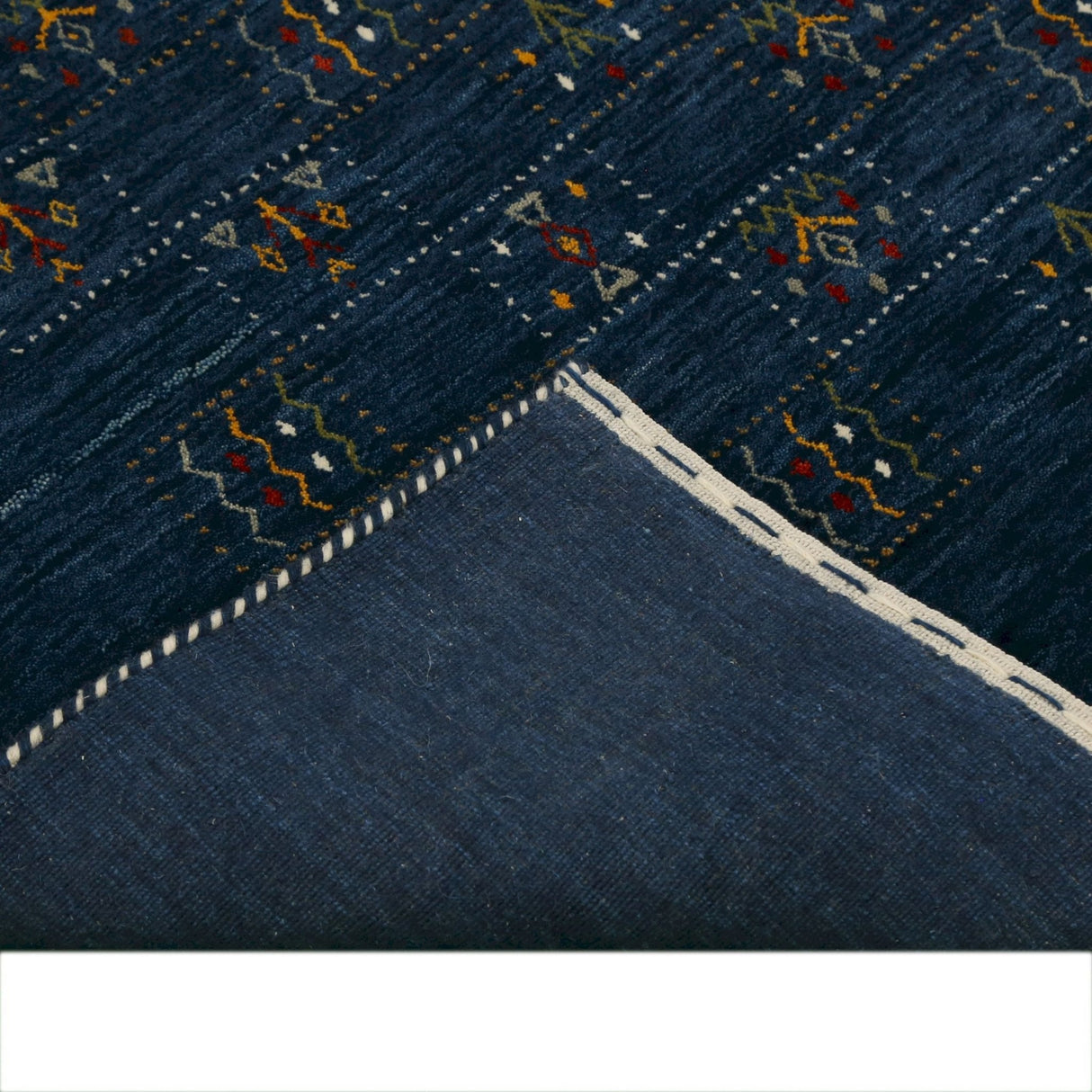 Blue Tribal Design Hand Loomed Wool Area Rug