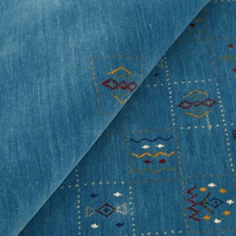 Blue Tribal Design Hand Loomed Wool Area Rug