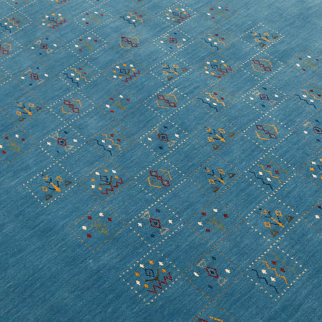 Blue Tribal Design Hand Loomed Wool Area Rug