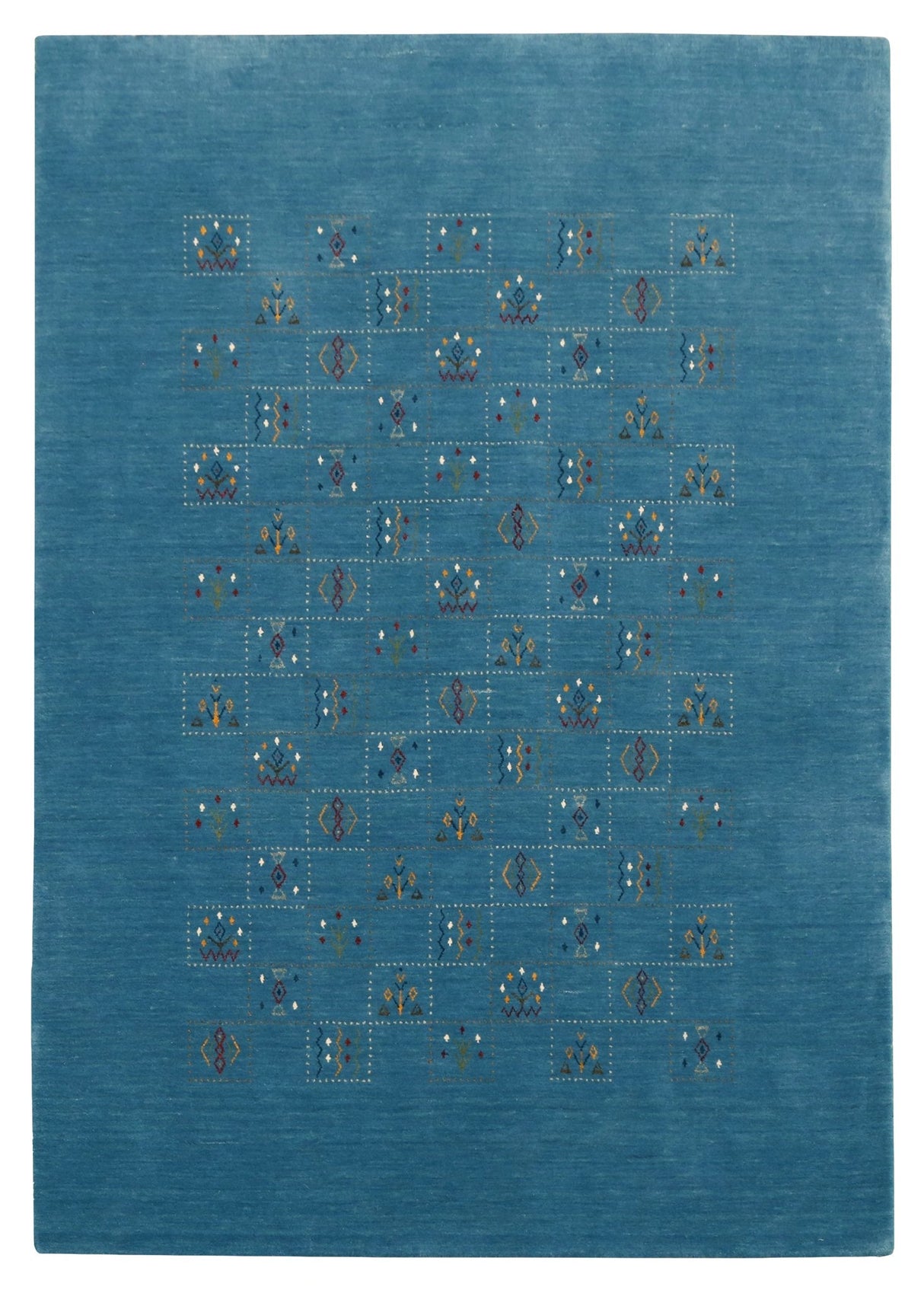 Blue Tribal Design Hand Loomed Wool Area Rug