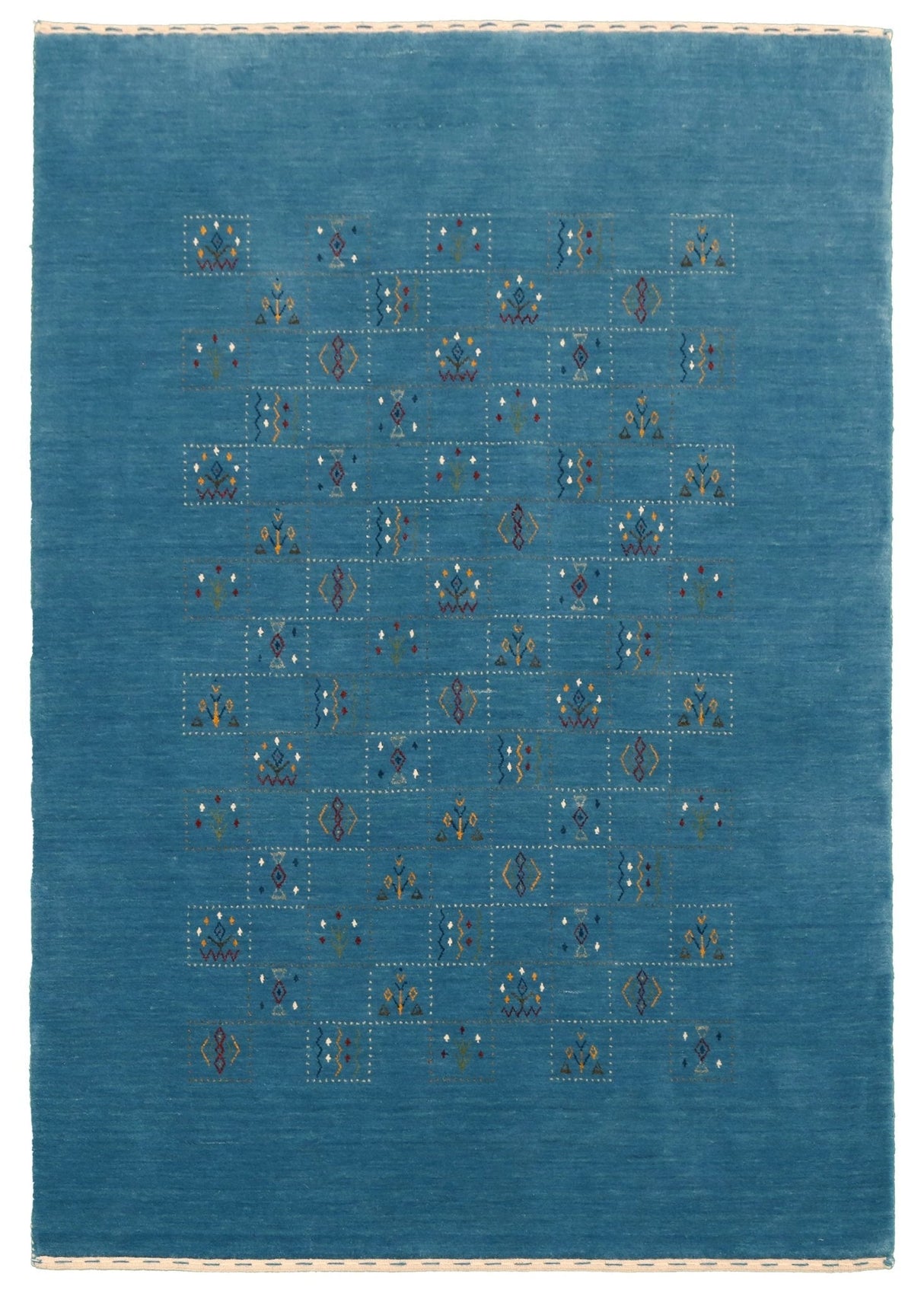Blue Tribal Design Hand Loomed Wool Area Rug