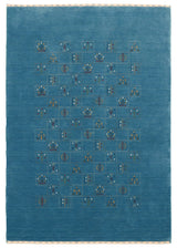Blue Tribal Design Hand Loomed Wool Area Rug
