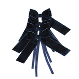 Blue Velvet Napkin Bow Tie - Set of 6-Napkin Holder-Parc Decor