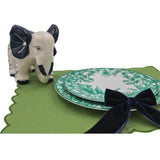 Blue Velvet Napkin Bow Tie - Set of 6-Napkin Holder-Parc Decor