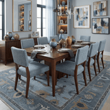 Bluish Gray and Aqua Hand knotted Oriental Oushak Custom Made wool Area Rug