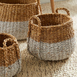 Boho Coastal Storage Baskets with Handles (Set of 3)-Storage Baskets-Parc Decor