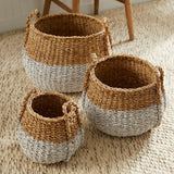 Boho Coastal Storage Baskets with Handles (Set of 3)-Storage Baskets-Parc Decor
