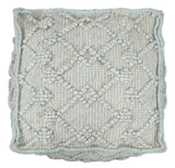 Boho Handwoven Ivory Pouf Ottoman Made with Wool Blend, Tribal Design, Footstool, Couch, Side table | TRD111-Pouf-Parc Decor