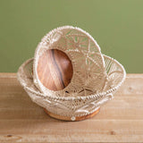 Boho Handwoven Wood and Macramé Bowls (Set of 2)-Kitchenware-Parc Decor