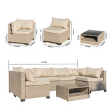 Boho Modular 7-Piece Patio Sectional Sofa Set-Outdoor Furniture-Parc Decor