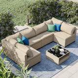 Boho Modular 7-Piece Patio Sectional Sofa Set-Outdoor Furniture-Parc Decor