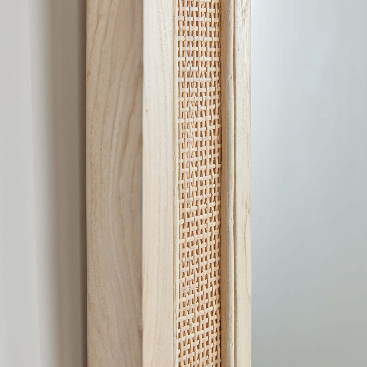 Boho Rattan Wall Mirror in Tall Arched Design-mirror-Parc Decor