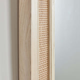 Boho Rattan Wall Mirror in Tall Arched Design-mirror-Parc Decor