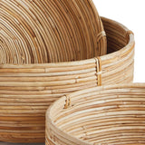 Boho Round Cane Rattan Nesting Bowls (Set of 3)-Bowls-Parc Decor