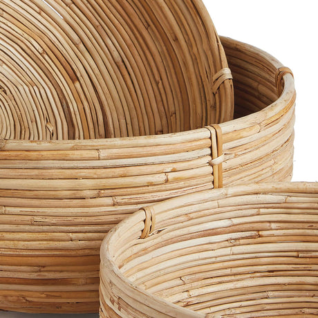 Boho Round Cane Rattan Nesting Bowls (Set of 3)-Bowls-Parc Decor