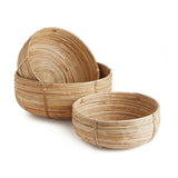 Boho Round Cane Rattan Nesting Bowls (Set of 3)-Bowls-Parc Decor