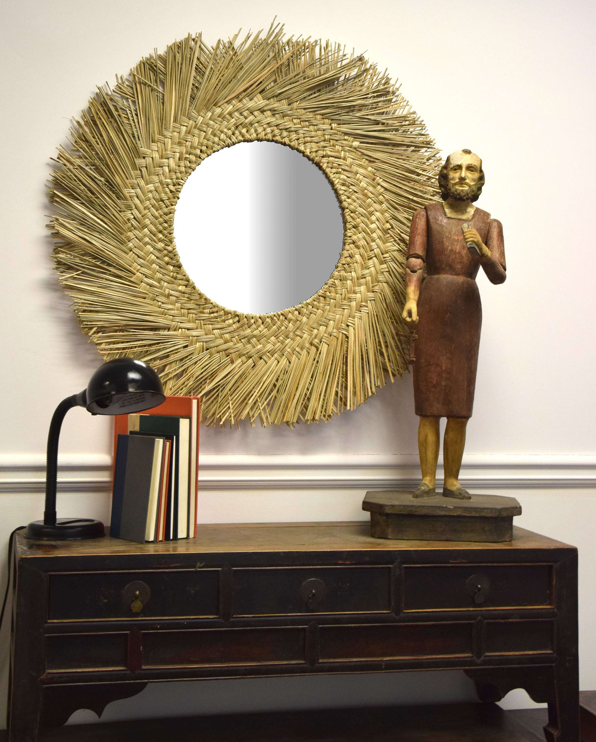 Boho Woven Seagrass Wall Mirror-Mirror-Parc Decor
