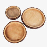 Bois Set of 3 Wood Bark Nut Bowls-wooden platter-Parc Decor