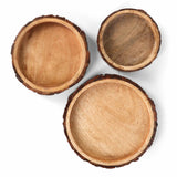 Bois Set of 3 Wood Bark Nut Bowls-wooden platter-Parc Decor