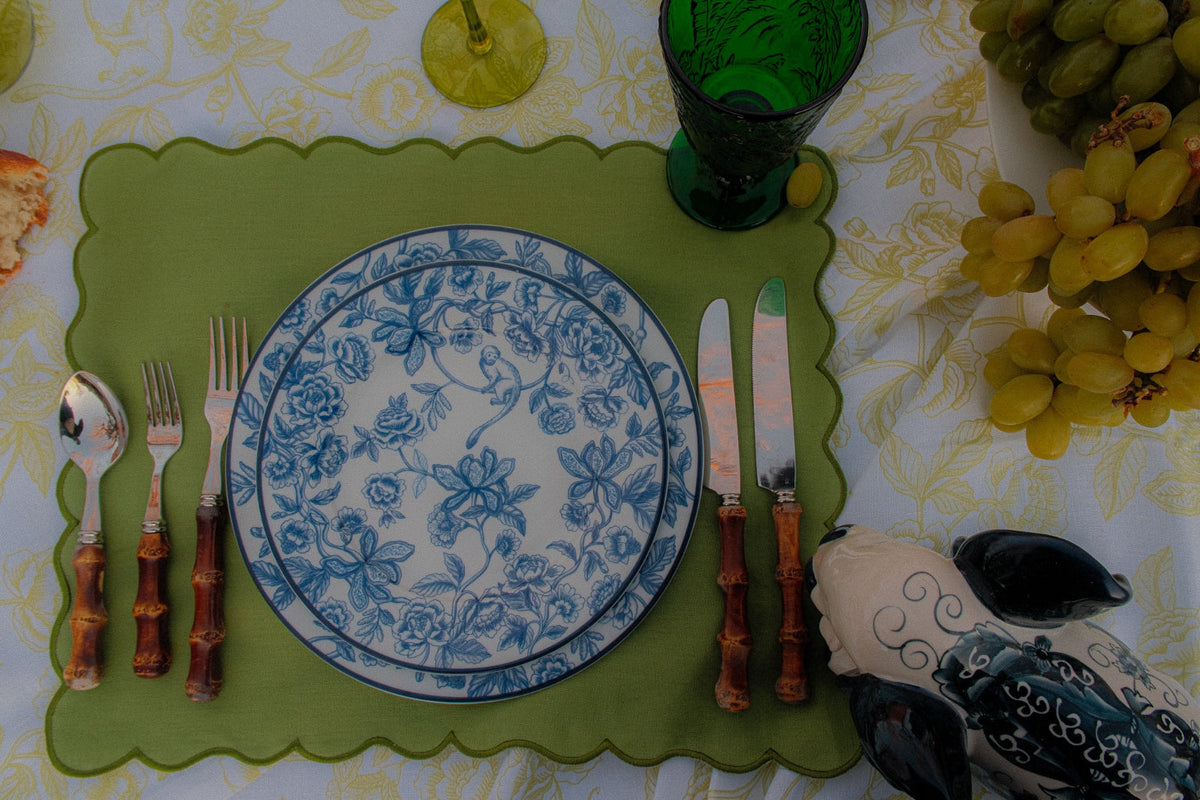 Bombay Blue Porcelain Dinner Plates – Set of 4 (+1 Bonus Plate)