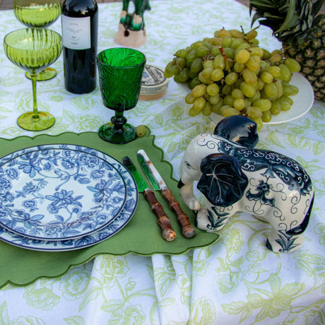 Bombay Blue Porcelain Dinner Plates – Set of 4 (+1 Bonus Plate)
