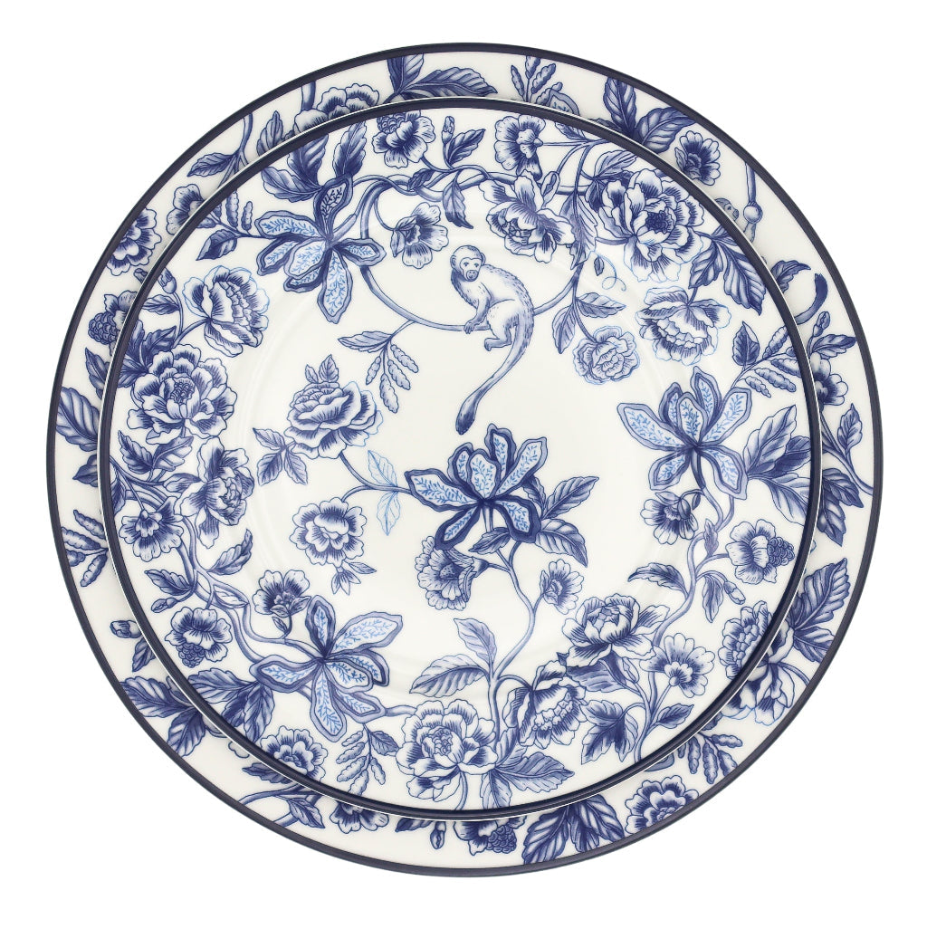 Bombay Blue Porcelain Dinner Plates – Set of 4 (+1 Bonus Plate)