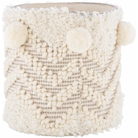 Bordon Ivory Textured Pom-Pom Stool-Decor-Parc Decor