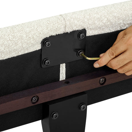 Boucle Upholstered Platform Bed-Bedroom-Parc Decor