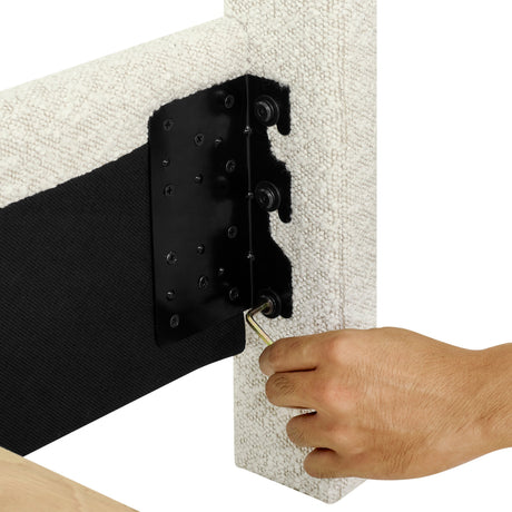 Boucle Upholstered Platform Bed-Bedroom-Parc Decor